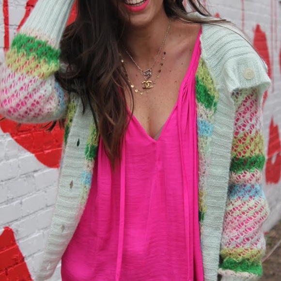 Free People Pastel Stripe Cardigan Sweater - Picture 2 of 8